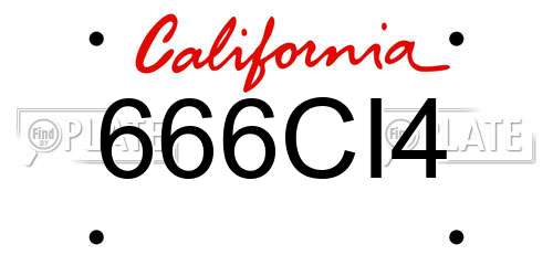 666CI4 California License Plate