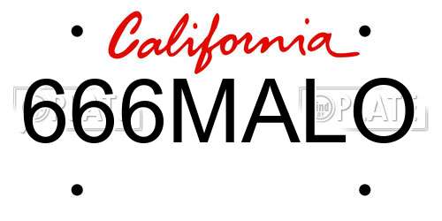 666MALO California License Plate