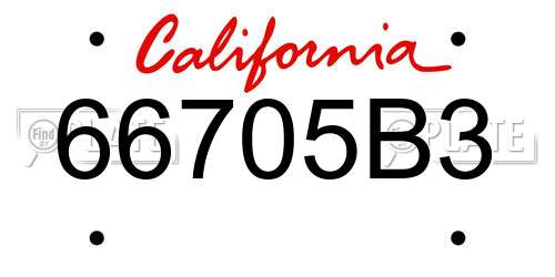 66705B3 California License Plate