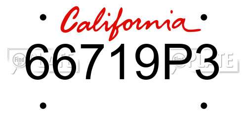 66719P3 California License Plate