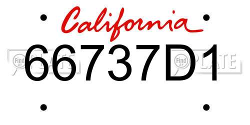 66737D1 California License Plate