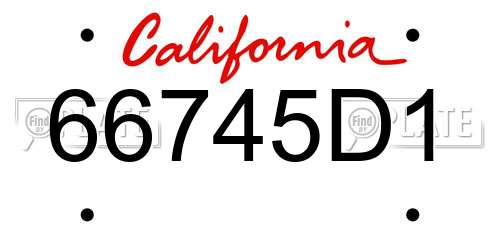 66745D1 California License Plate