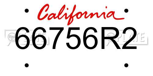66756R2 California License Plate