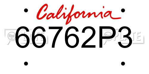 66762P3 California License Plate