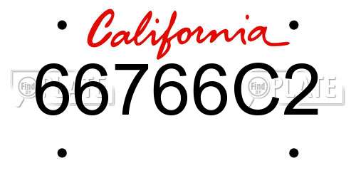 66766C2 California License Plate