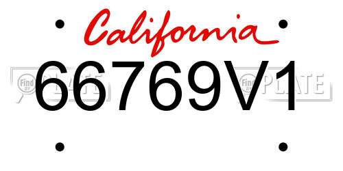 66769V1 California License Plate
