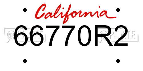 66770R2 California License Plate