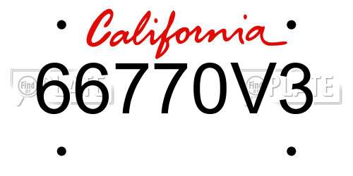66770V3 California License Plate
