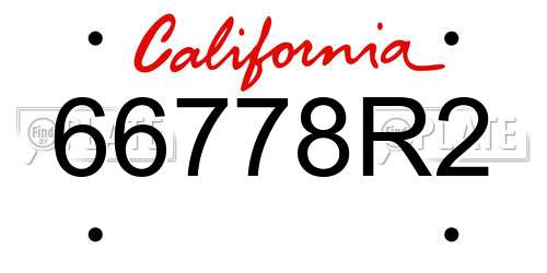 66778R2 California License Plate