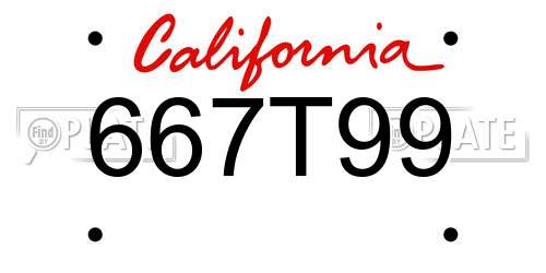 667T99 California License Plate