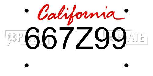 667Z99 California License Plate