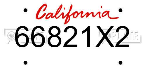 66821X2 California License Plate