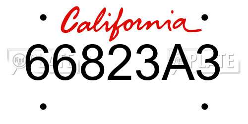 66823A3 California License Plate