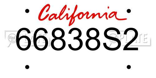 66838S2 California License Plate