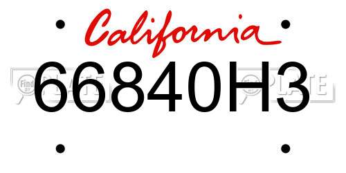 66840H3 California License Plate