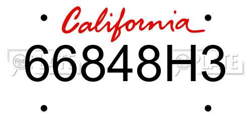 66848H3 California License Plate