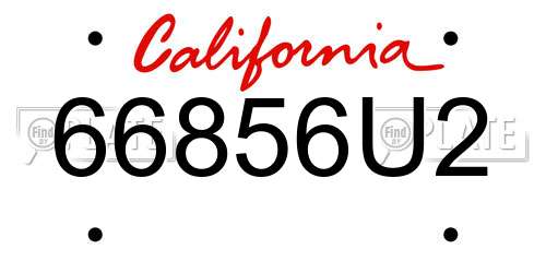 66856U2 California License Plate