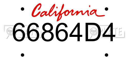 66864D4 California License Plate