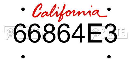 66864E3 California License Plate