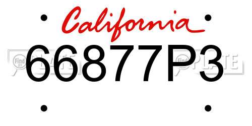 66877P3 California License Plate