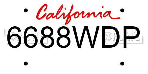 6688WDP California License Plate