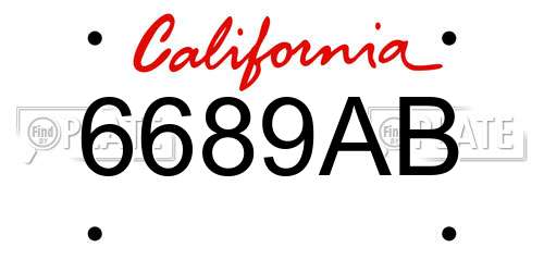 6689AB California License Plate
