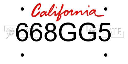668GG5 California License Plate