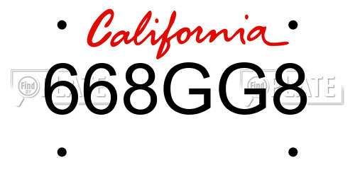 668GG8 California License Plate