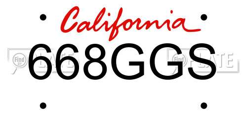 668GGS California License Plate