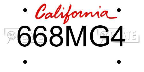 668MG4 California License Plate