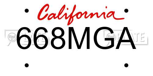 668MGA California License Plate