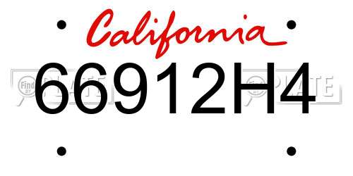 66912H4 California License Plate
