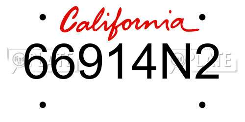 66914N2 California License Plate