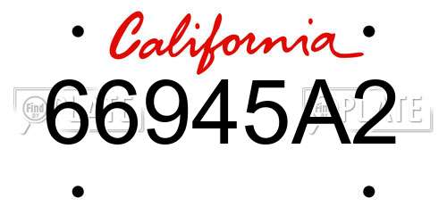 66945A2 California License Plate