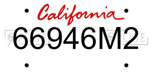66946M2 California License Plate