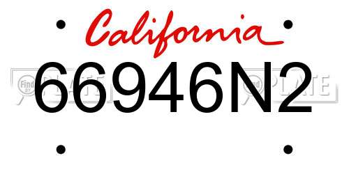 66946N2 California License Plate