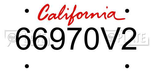 66970V2 California License Plate