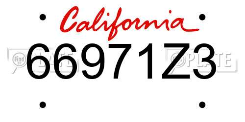 66971Z3 California License Plate