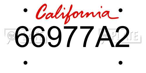 66977A2 California License Plate