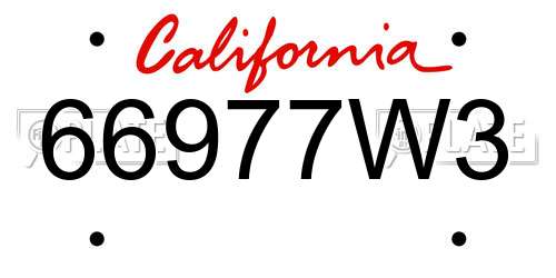 66977W3 California License Plate