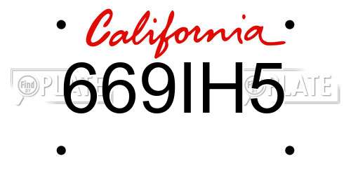 669IH5 California License Plate