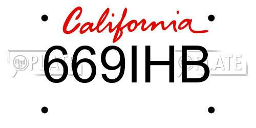 669IHB California License Plate