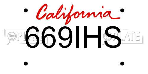 669IHS California License Plate