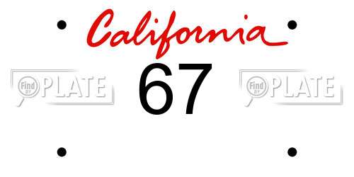 67 California License Plate