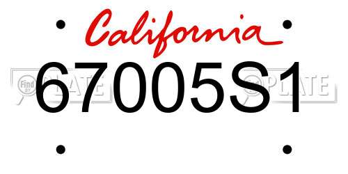 67005S1 California License Plate
