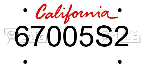 67005S2 California License Plate