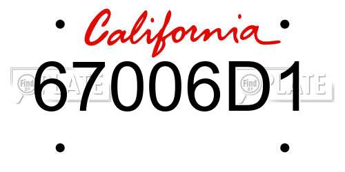 67006D1 California License Plate
