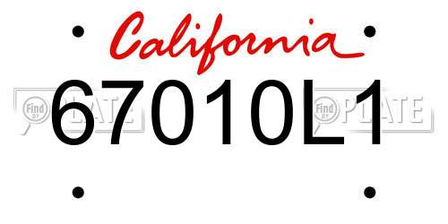 67010L1 California License Plate
