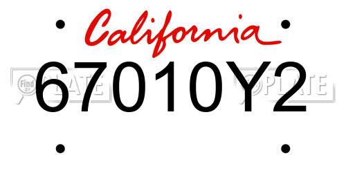 67010Y2 California License Plate