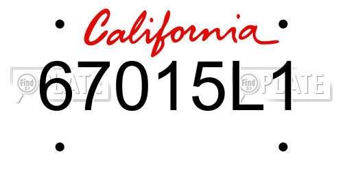 67015L1 California License Plate